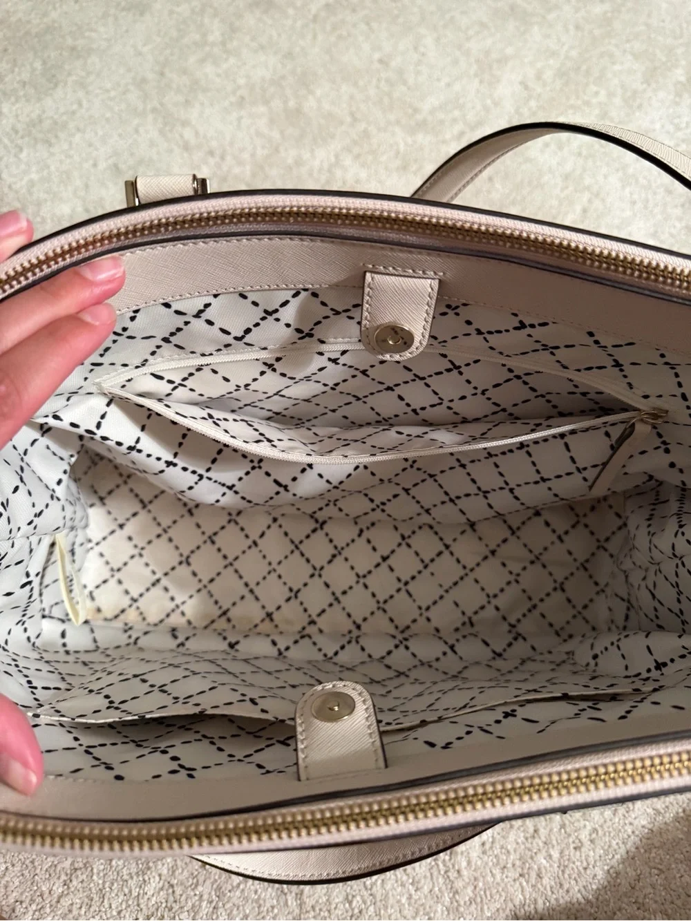 Kate Spade Pebbled Leather Satchel in Light beige